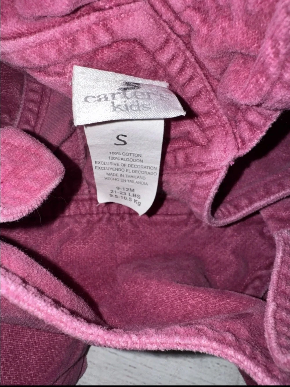 Vintage Carter’s  Pink Purple Overalls 9-12m Y2K Velvet Cotton 90s Magenta